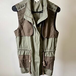 Women's Green and Brown Vest